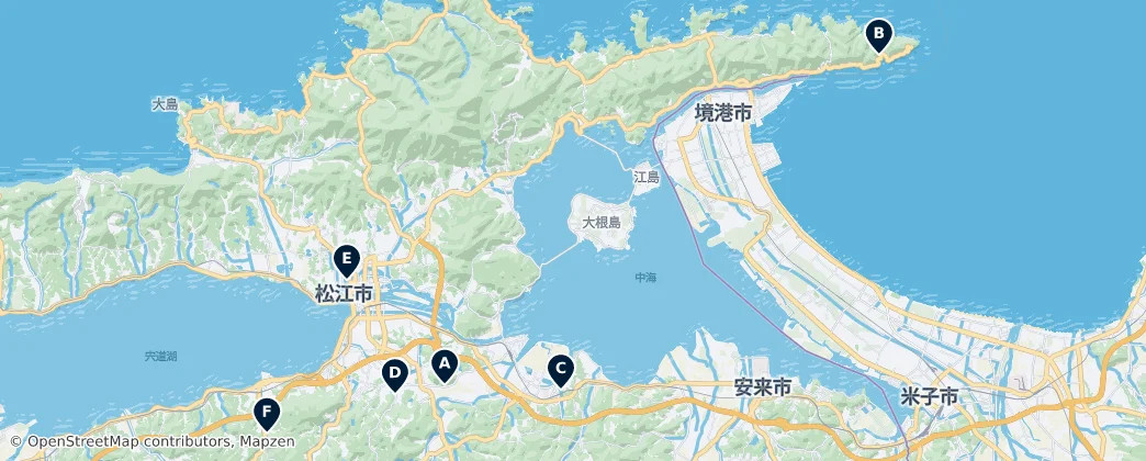 Map of Spiritual Sites of Matsue