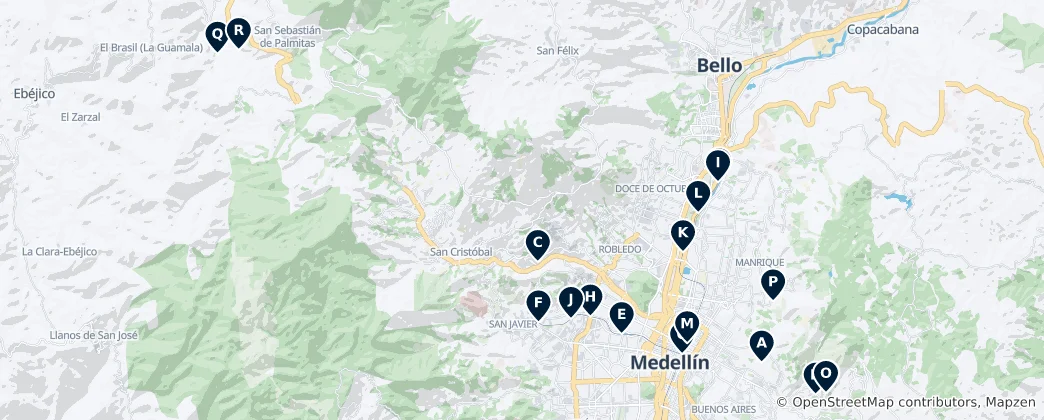 Karte von Medellín Transport Network