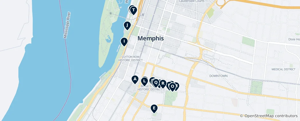 Mapa de Memphis Monuments & Memorials