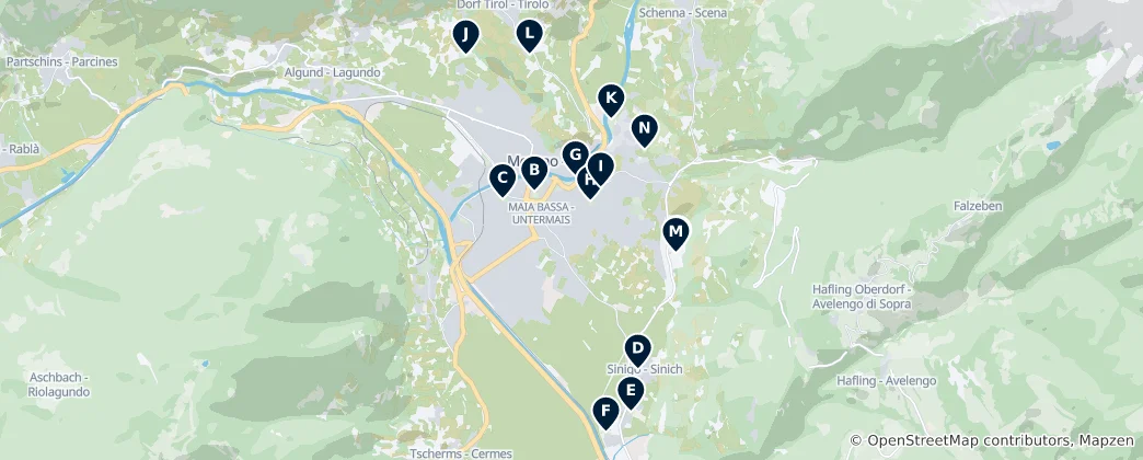 Map of Merano's Parks and Gardens