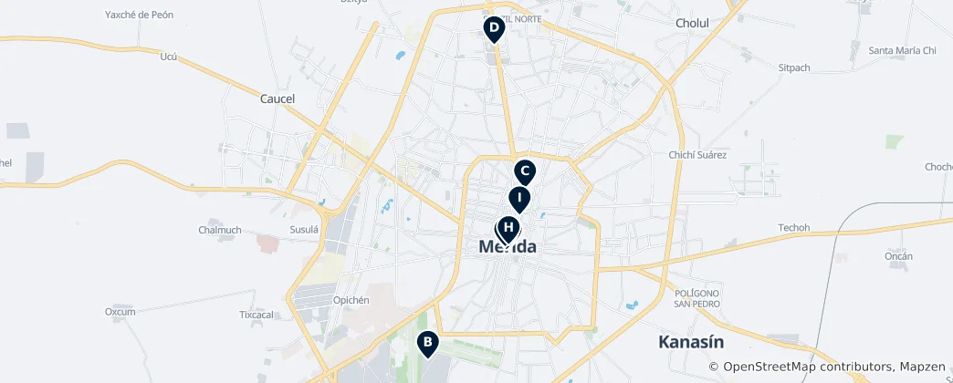 Kaart van Mérida Must-Sees