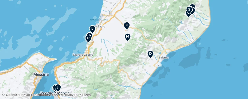 Mapa de Calabrian Religious Heritage