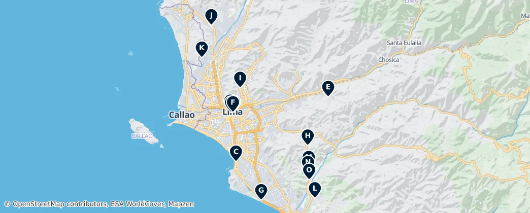Mapa Historic Religious Sites of Lima
