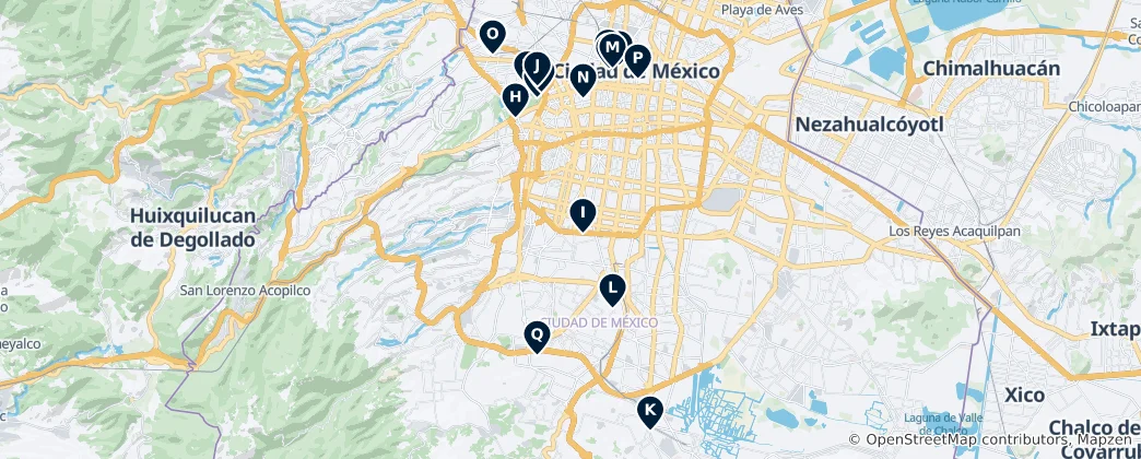 Map of Top Museums in Mexico City