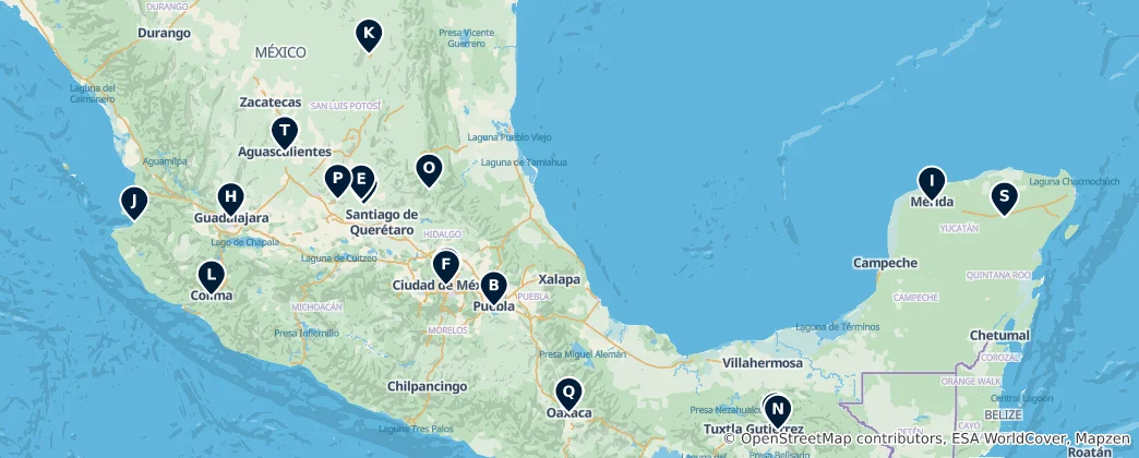 Map of Historic Churches of Mexico