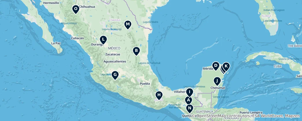 Mappa di Mexico's Natural Wonders