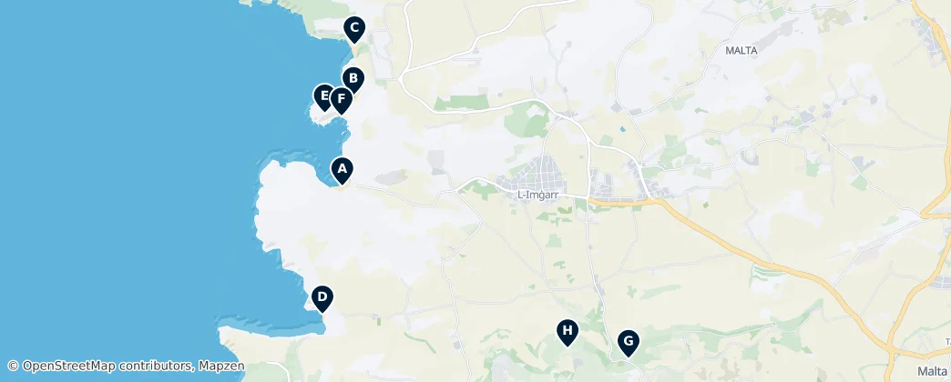 Best Beaches and Viewpoints in Mġarr — Mappa