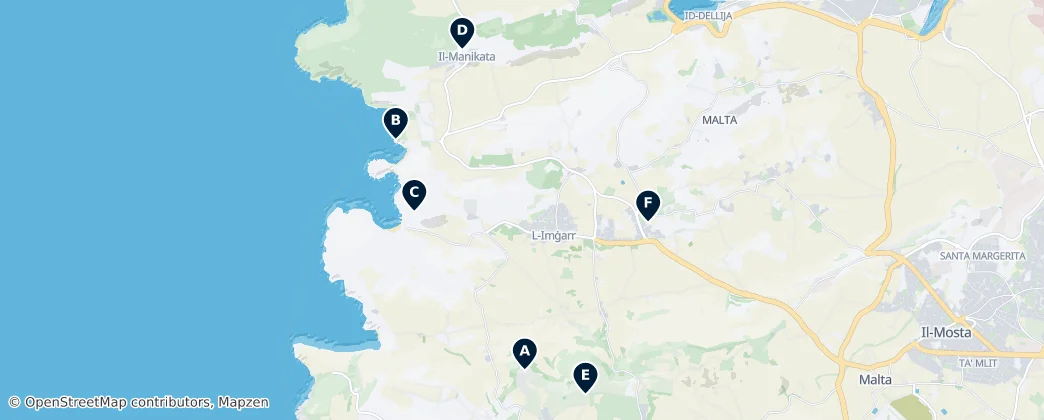 Historic Sites in Mġarr — mapa