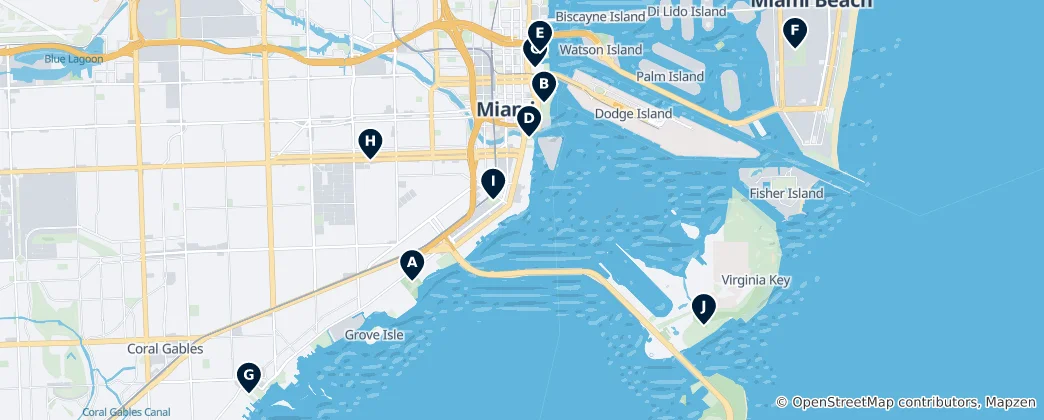 Mapa de Miami Parks & Sports Centers