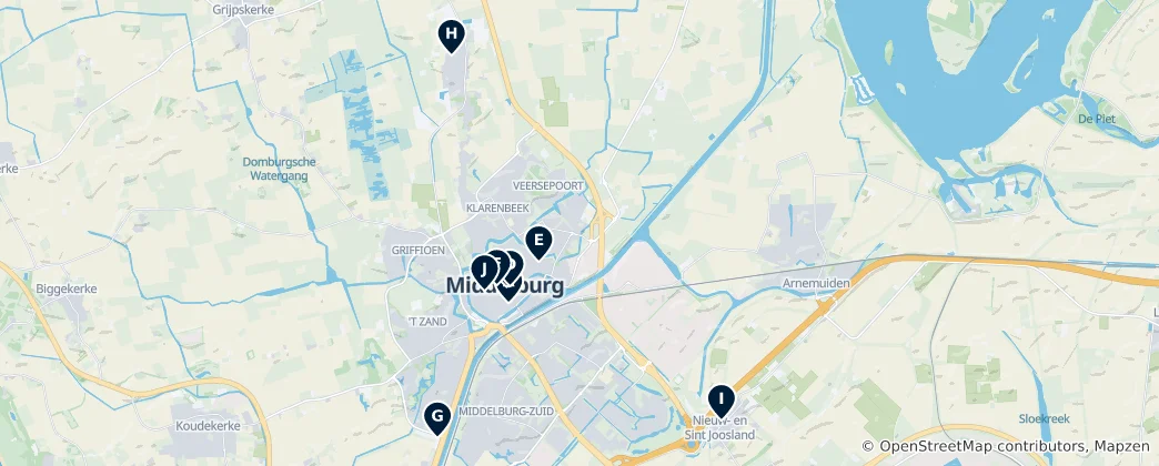 Map of Religious Sites in Middelburg