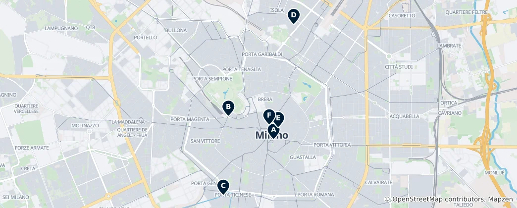 Map of Editor's Choice: Milan Highlights