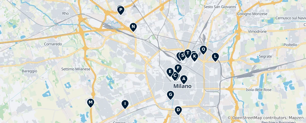 Karte von Mailänder Gaststätten und Kneipen