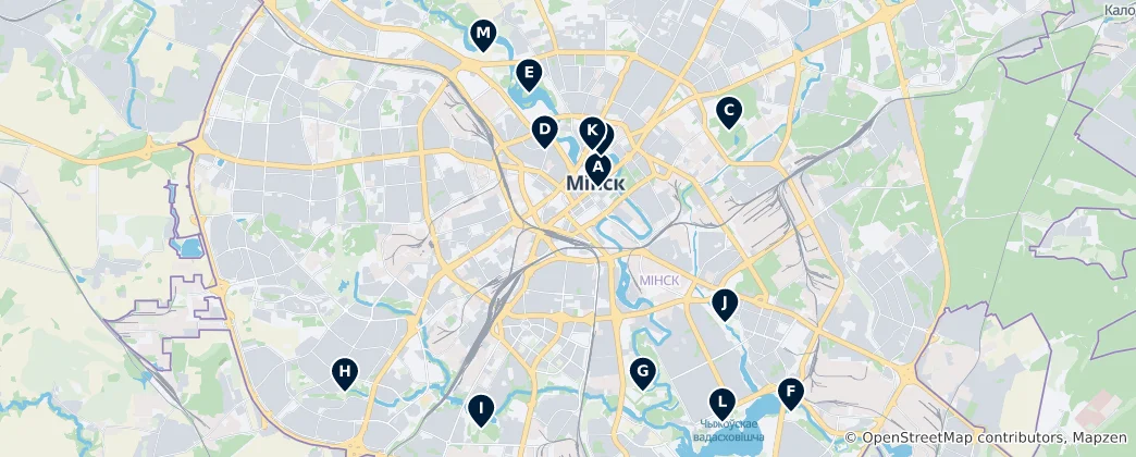 Map of Minsk Parks and Gardens