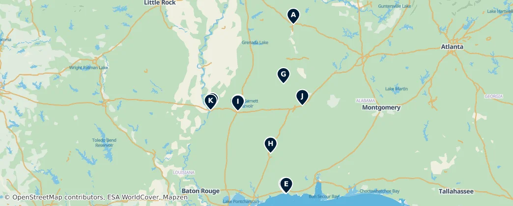 Mississippi Highlights — Map