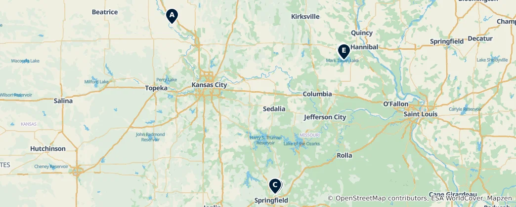 Mapa Scenic Lakes & Beaches