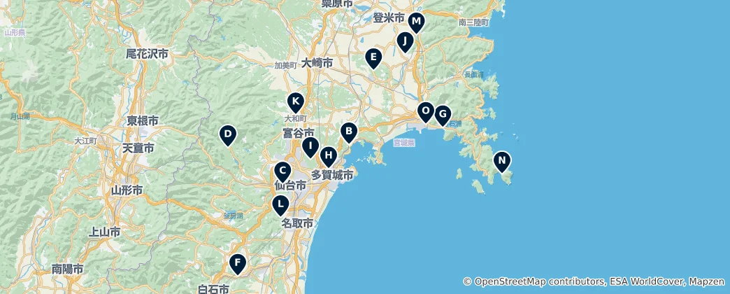 Map of Sacred Sites of Miyagi