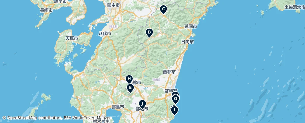 Miyazaki Highlights — Map