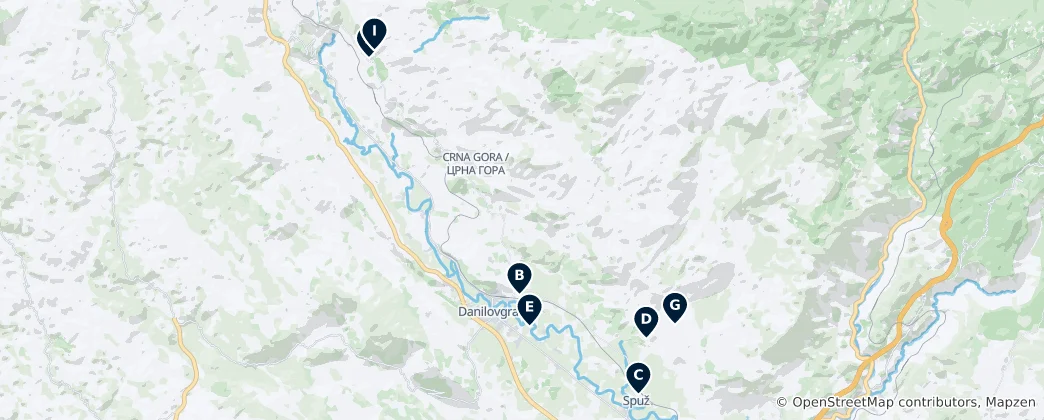 Mapa De Danilovgrad Municipality Essentials
