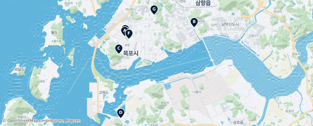 Mokpo's Places of Worship — Térkép