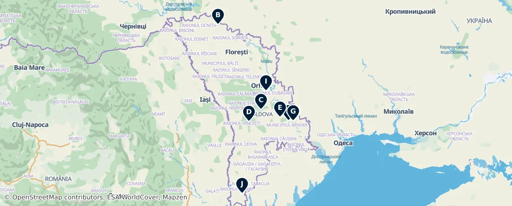 Map of Historic Sites of Moldova