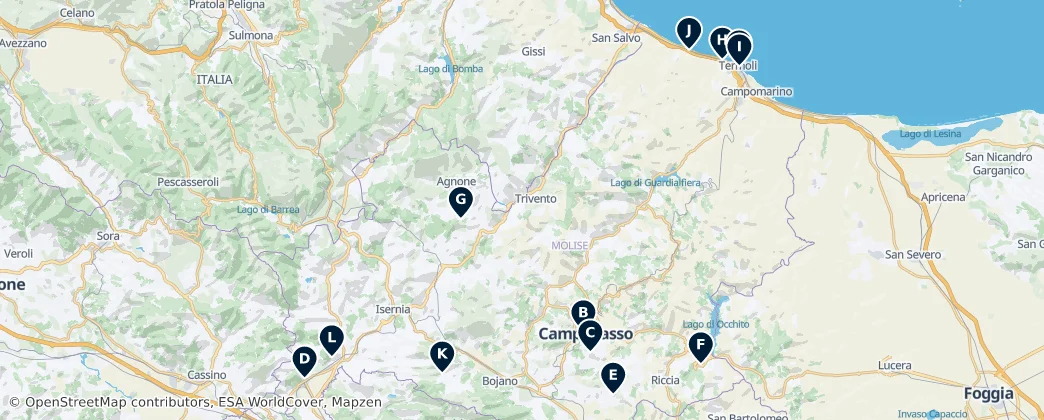 Castles and Fortifications of Molise — Map
