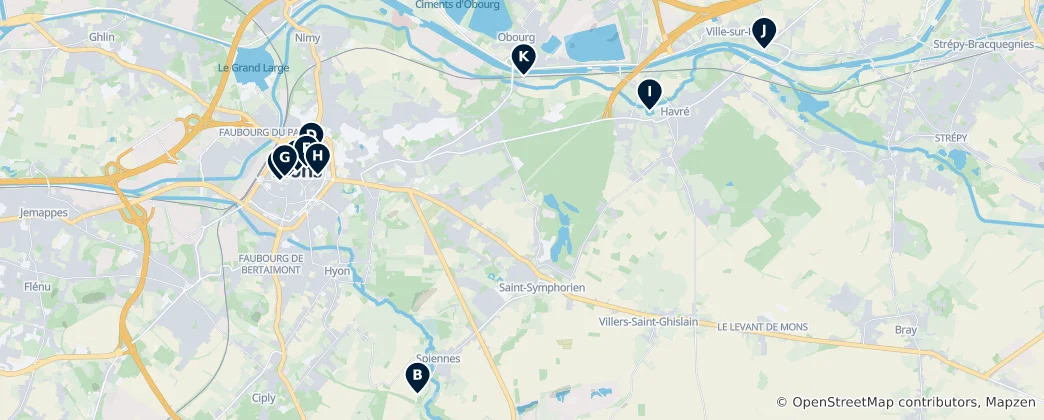 Map of Historic Sites of Mons