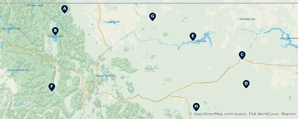 Mapa Montana's Parks & Wilderness