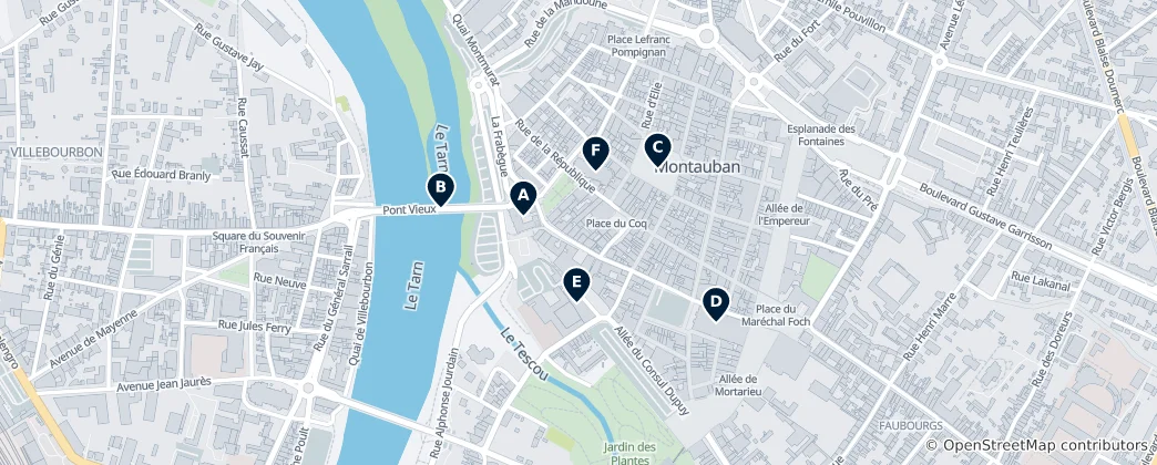 Mapa Historical Heritage of Montauban