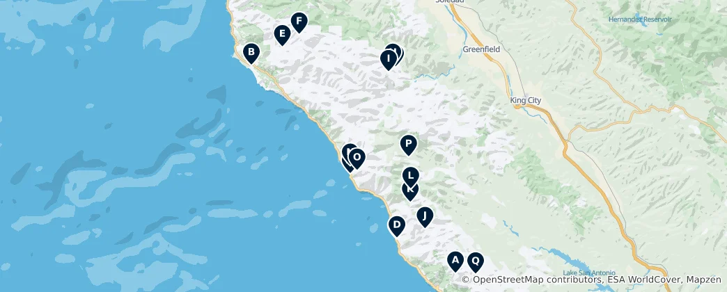 Karte von Big Sur Camping Adventures
