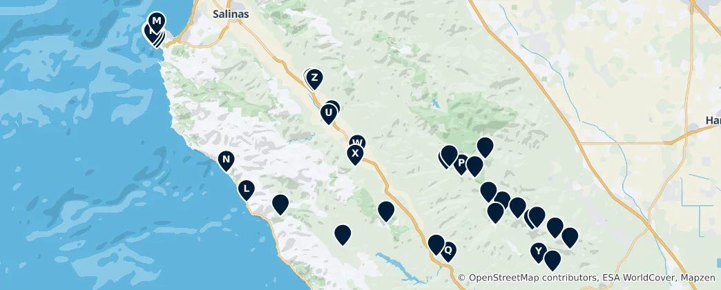 Mapa California's Scenic Wonders