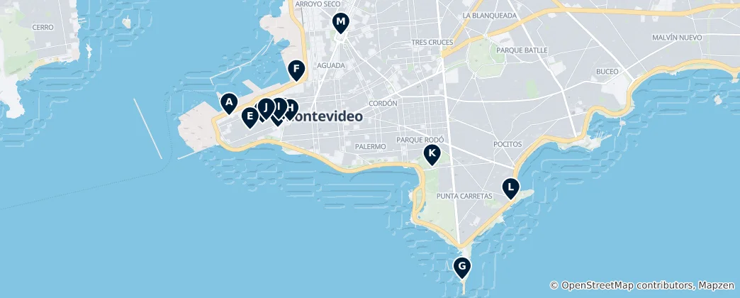 Karte von Montevideo Must-Sees