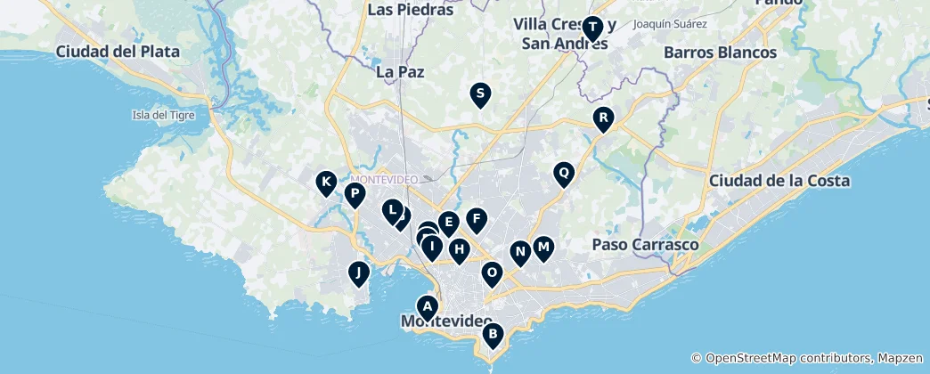 Map of Montevideo's Sacred Sites