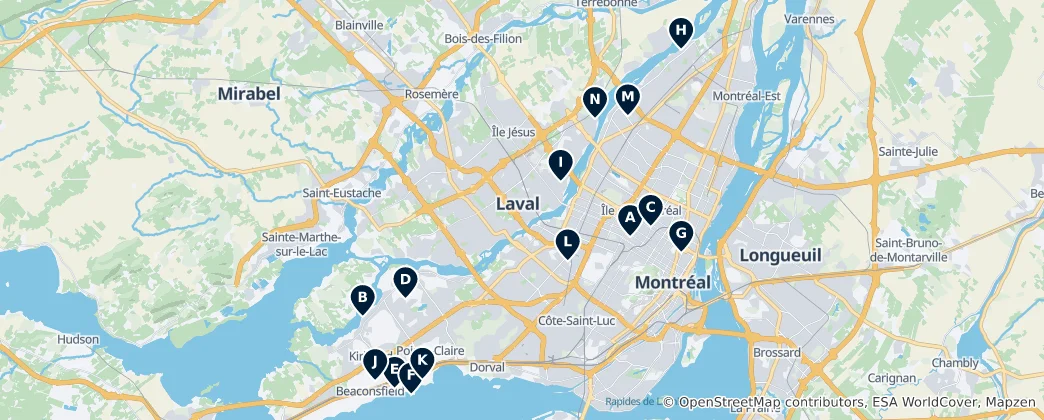 Mappa di I Luoghi Sacri di Montreal