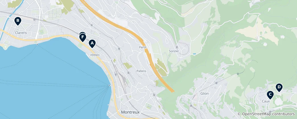 Map of Montreux Religious Sites