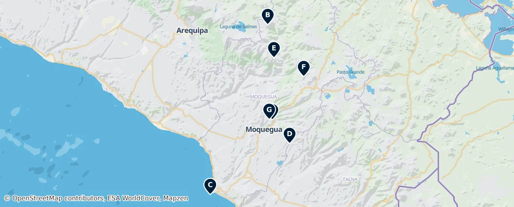 Map of Natural Wonders of Moquegua