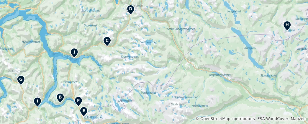 Karte von Møre og Romsdals unverzichtbare Wunder