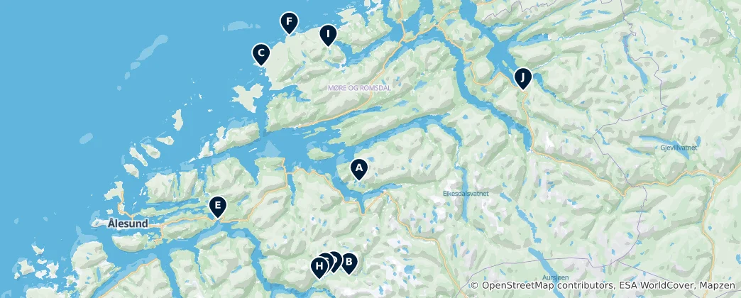 Map of Scenic Campsites & Caravan Parks
