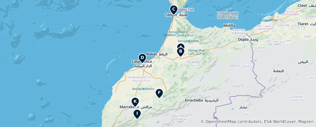 Map of Morocco's Must-See Places
