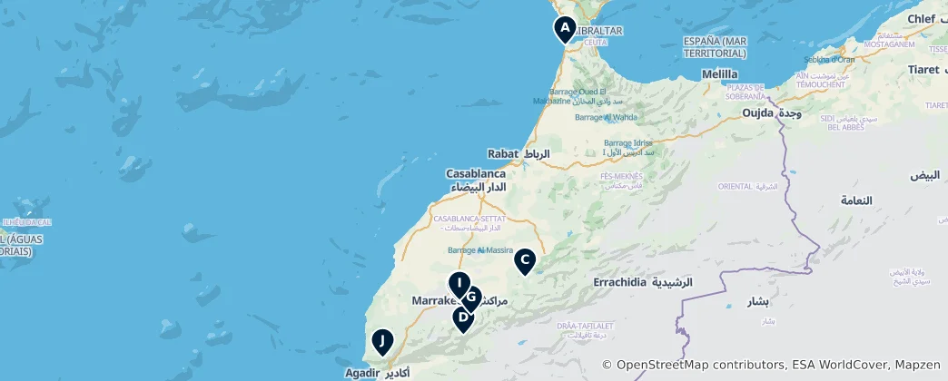 Mapa de Natural Wonders of Morocco