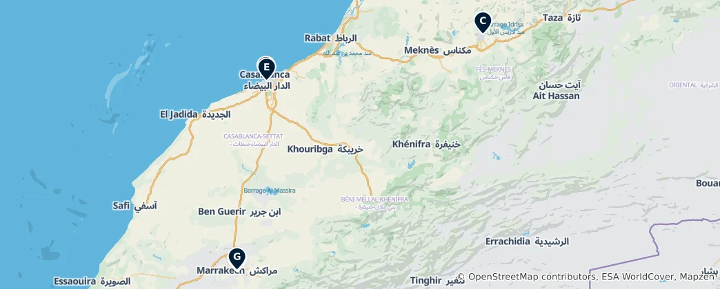 Map of Religious Sites of Morocco