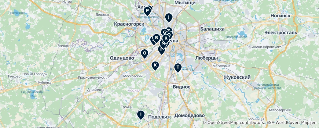 Mapa Moscow Museums and Galleries