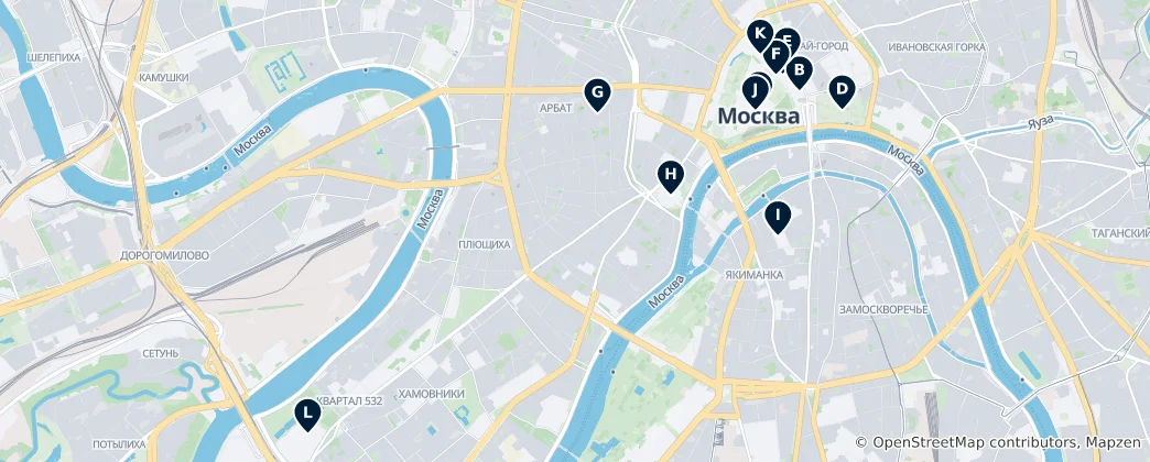 Mapa Moscow Must-Sees
