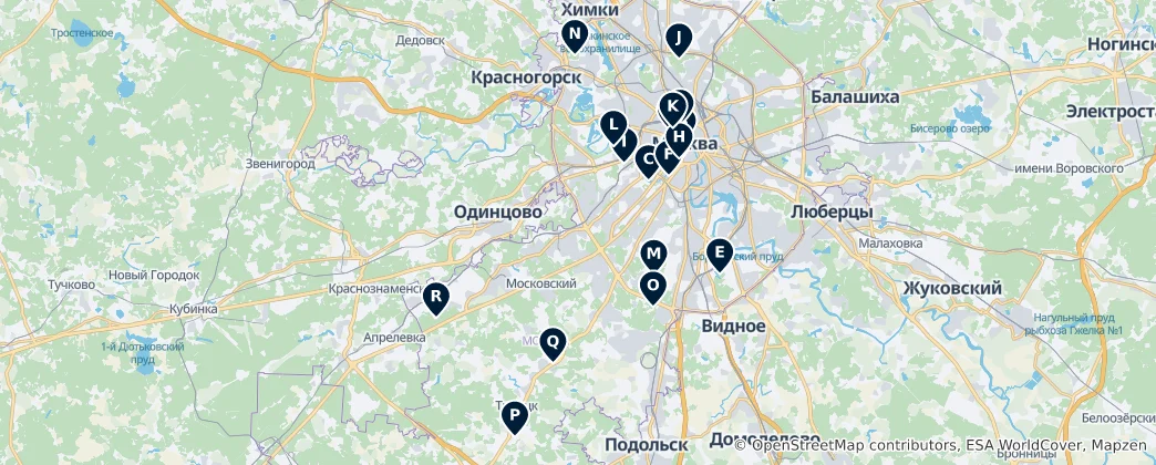 Map of Moscow Parks and Gardens