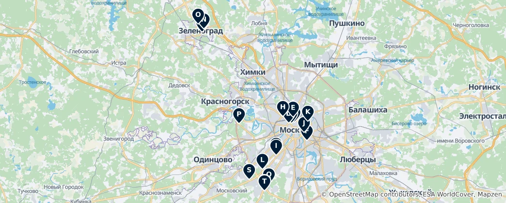Map of Moscow Theatres and Cinemas