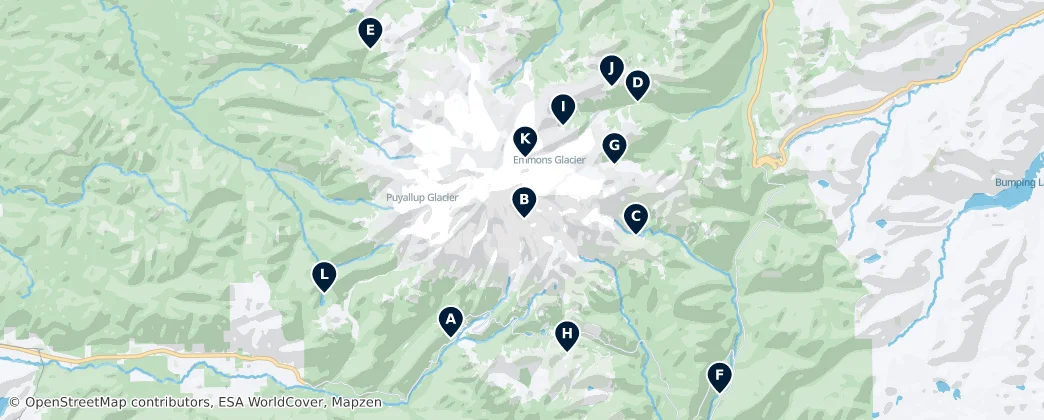 Map of Best Camping at Mt Rainier