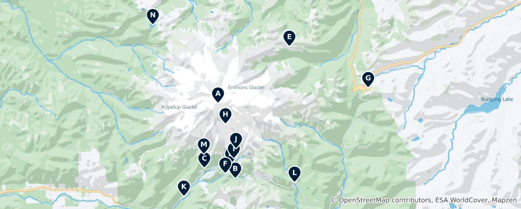 Mapa Mount Rainier National Park Essentials