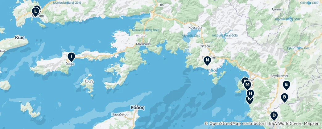 Mapa Muğla's Absolute Essentials
