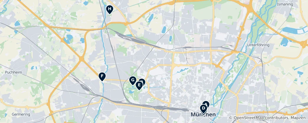 Mapa Munich Castles and Palaces