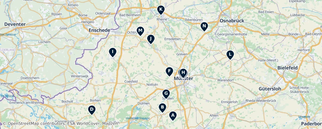 Map of Castles and Palaces of Münsterland