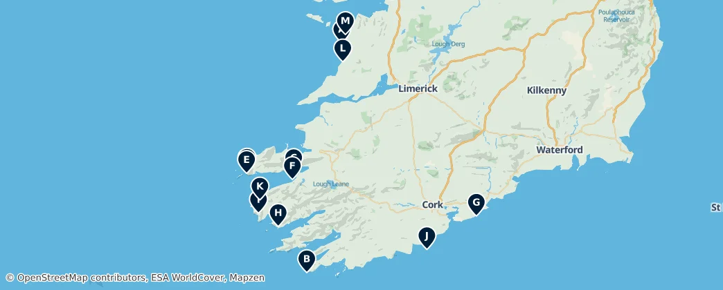 Map of Coastal Wonders of Ireland